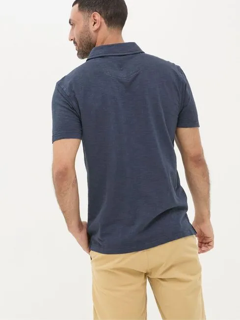 Men Fatface Polo Shirts Truro Navy Blue Jersey Shirt