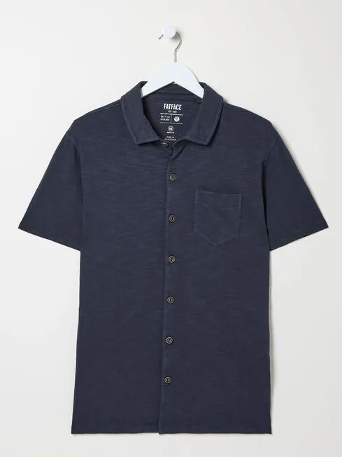 Men Fatface Polo Shirts Truro Navy Blue Jersey Shirt