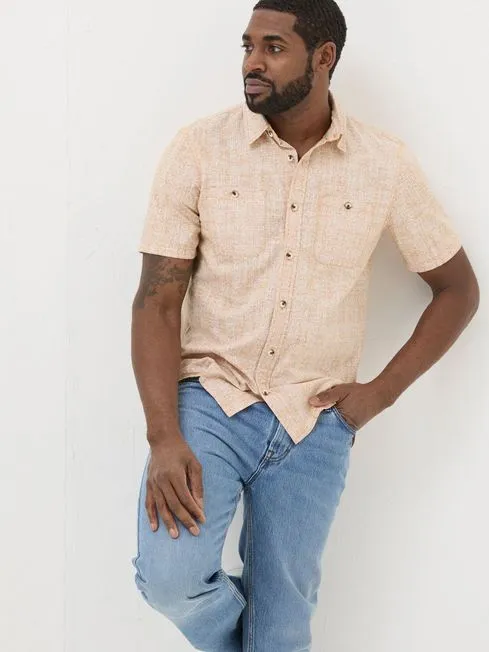 Men Fatface Shirts Beckley Pink Tile Print Shirt