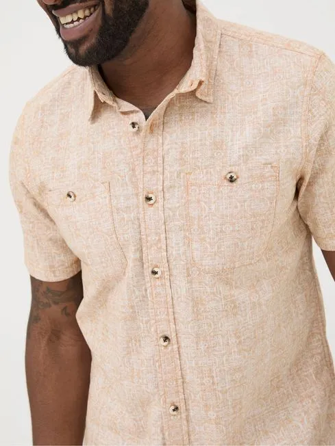 Men Fatface Shirts Beckley Pink Tile Print Shirt Men Fatface Shirts Beckley Pink Tile Print Shirt