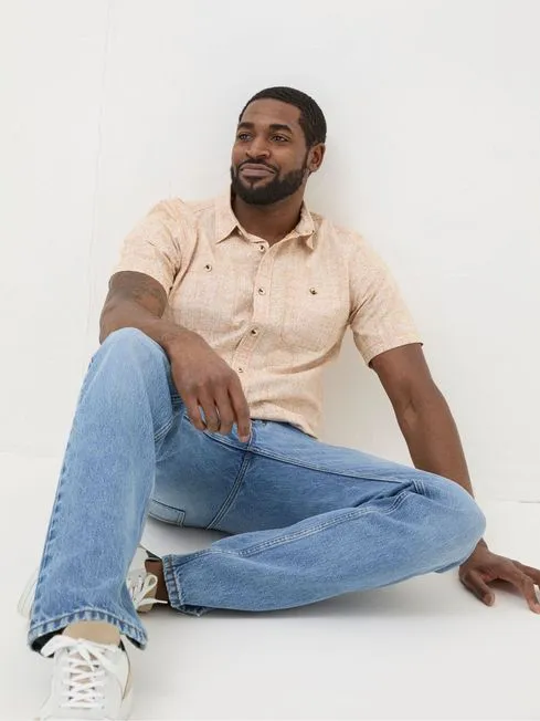 Men Fatface Shirts Beckley Pink Tile Print Shirt Men Fatface Shirts Beckley Pink Tile Print Shirt