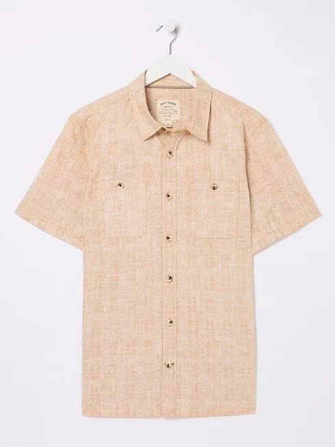 Men Fatface Shirts Beckley Pink Tile Print Shirt Men Fatface Shirts Beckley Pink Tile Print Shirt