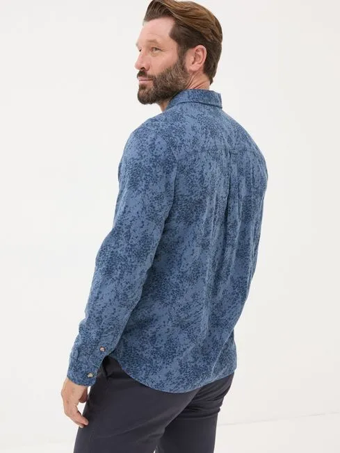 Men Fatface Shirts Blue Long Sleeve Leaf Print 100 Cotton Shirt Men Fatface Shirts Blue Long Sleeve Leaf Print 100 Cotton Shirt