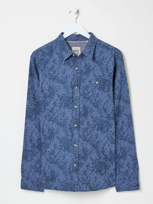 Men Fatface Shirts Blue Long Sleeve Leaf Print 100 Cotton Shirt Men Fatface Shirts Blue Long Sleeve Leaf Print 100 Cotton Shirt