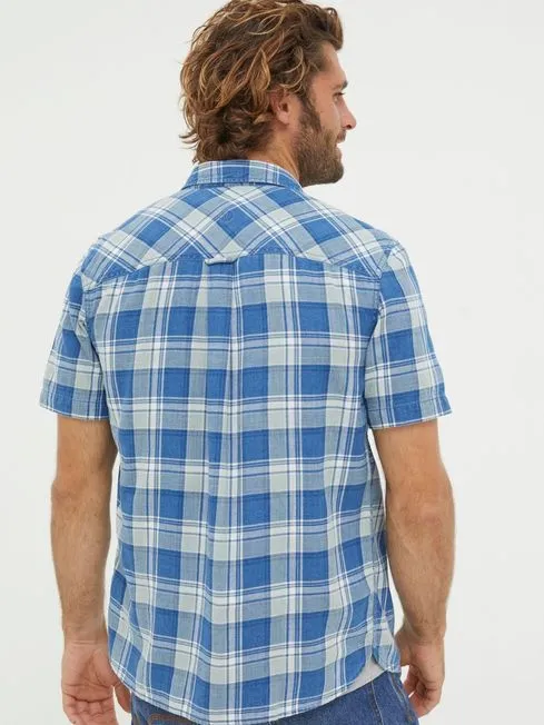 Men Fatface Shirts Bodmin Blue Indigo Check Shirt Men Fatface Shirts Bodmin Blue Indigo Check Shirt