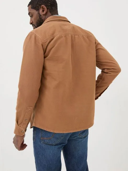 Men Fatface Shirts Brown Twill Shirt Men Fatface Shirts Brown Twill Shirt