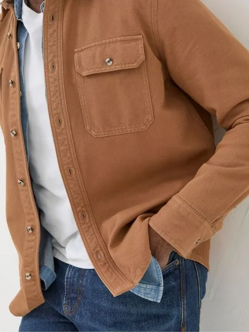 Men Fatface Shirts Brown Twill Shirt Men Fatface Shirts Brown Twill Shirt