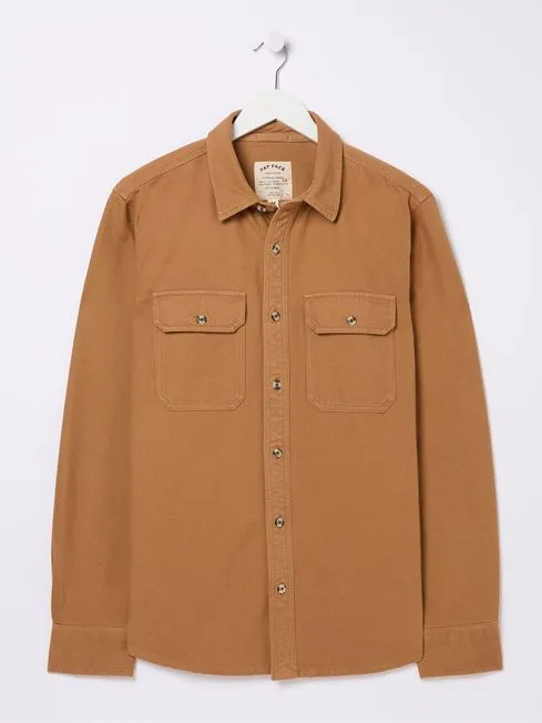 Men Fatface Shirts Brown Twill Shirt Men Fatface Shirts Brown Twill Shirt