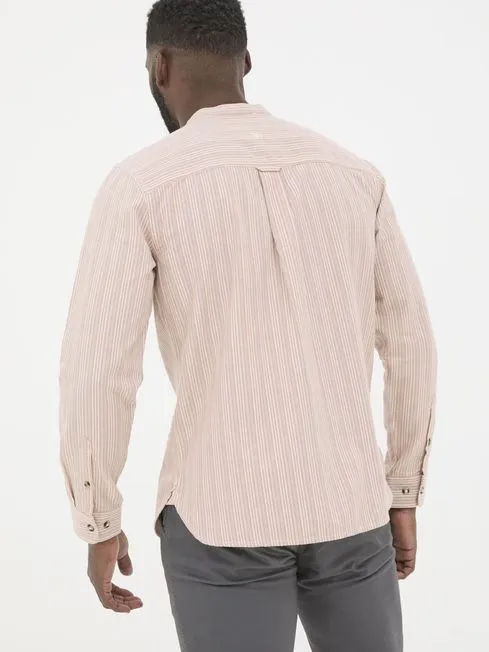 Men Fatface Shirts Pink Long Sleeve Stripe Grandad Shirt Men Fatface Shirts Pink Long Sleeve Stripe Grandad Shirt