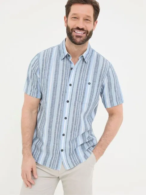Men Fatface Shirts Ventnor Blue Variegated Stripe Shirt Men Fatface Shirts Ventnor Blue Variegated Stripe Shirt