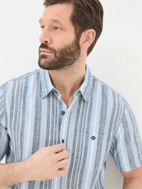 Men Fatface Shirts Ventnor Blue Variegated Stripe Shirt Men Fatface Shirts Ventnor Blue Variegated Stripe Shirt