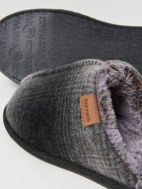 Men Fatface Slippers Harvey Black Check Mule Slippers Men Fatface Slippers Harvey Black Check Mule Slippers