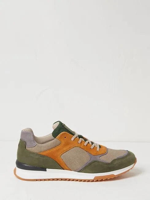 Men Fatface Sneakers Oakes Green Leather Trainers