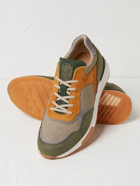 Men Fatface Sneakers Oakes Green Leather Trainers