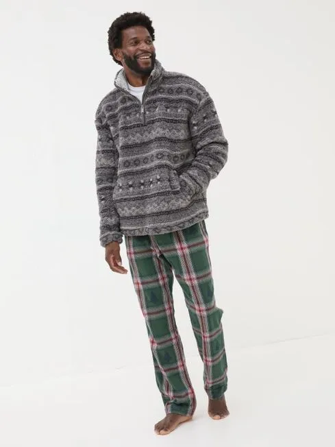 Men Fatface Sweatshirts and Hoodies Charcoal Grey Patterned Sofa Sweatshirt