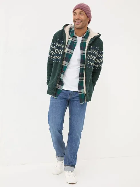 Men Fatface Sweatshirts and Hoodies Dark Green Findon Knitted Pattern Hoodie Men Fatface Sweatshirts and Hoodies Dark Green Findon Knitted Pattern Hoodie