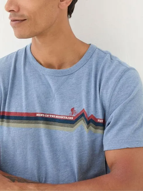 Men Fatface TShirts Blue Bike Chest Stripe TShirt