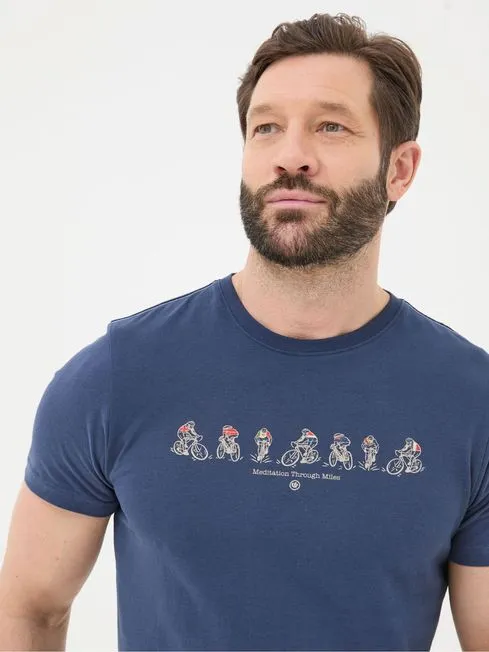 Men Fatface TShirts Blue Bike Nations TShirt