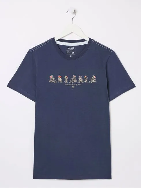 Men Fatface TShirts Blue Bike Nations TShirt