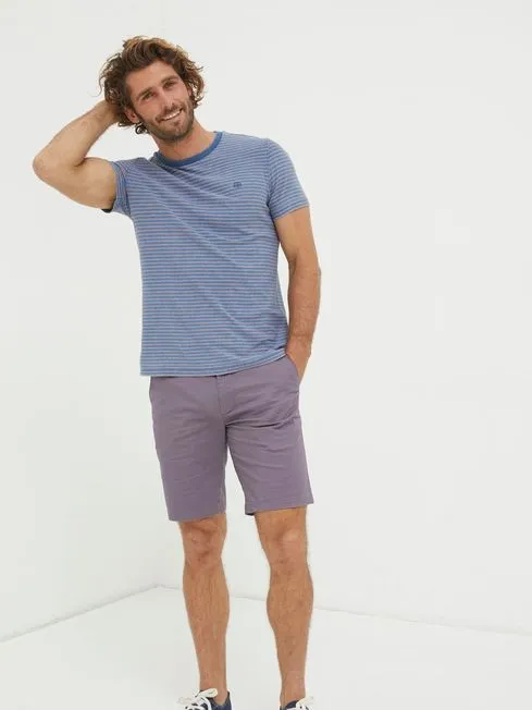 Men Fatface TShirts Blue Short Sleeve Indigo Stripe TShirt