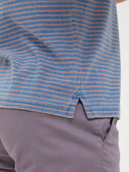 Men Fatface TShirts Blue Short Sleeve Indigo Stripe TShirt