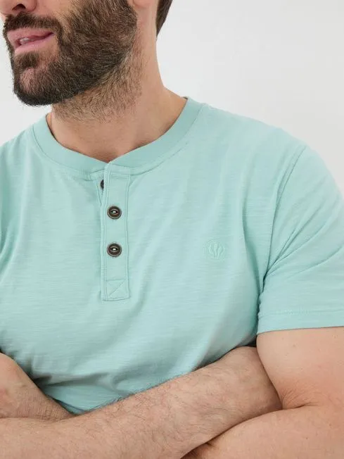 Men Fatface TShirts Blue Woodside Slub Henley TShirt Men Fatface TShirts Blue Woodside Slub Henley TShirt