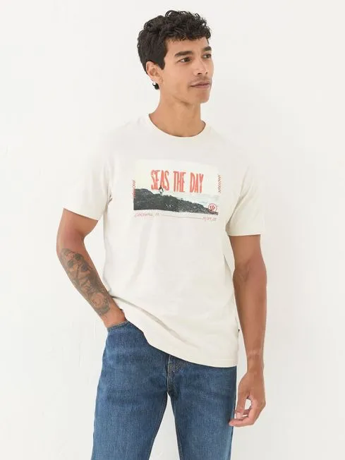 Men Fatface TShirts White Seas The Day TShirt