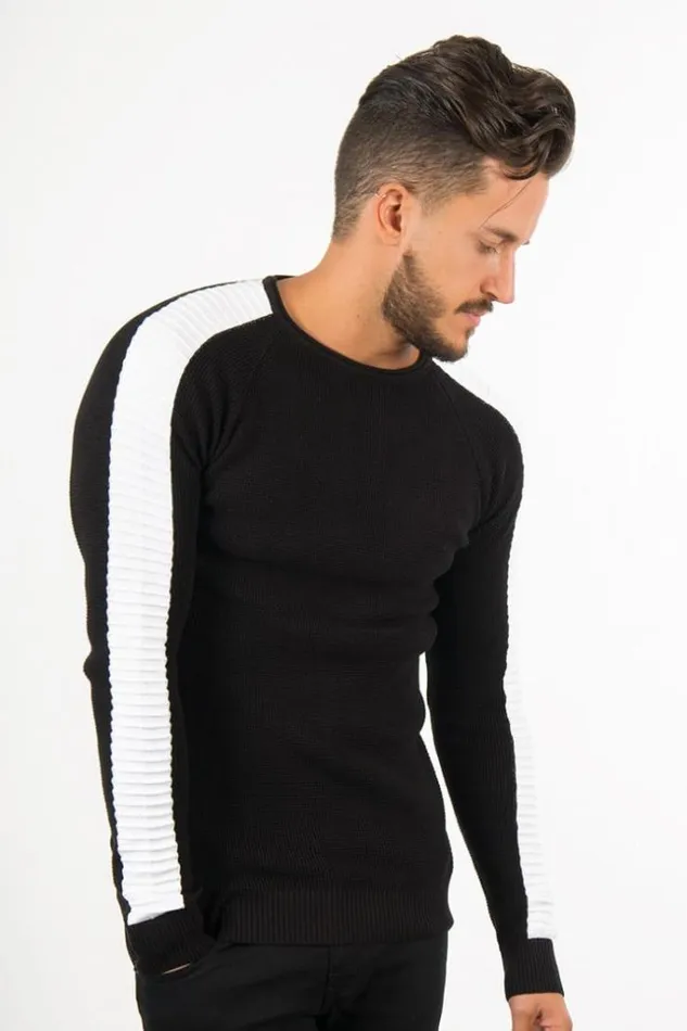 Men Fine Knit Jumper In Black Black Brentiny Paris Sweatshirts and Pullovers