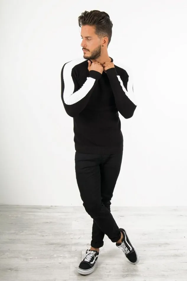 Men Fine Knit Jumper In Black Black Brentiny Paris Sweatshirts and Pullovers Men Fine Knit Jumper In Black Black Brentiny Paris Sweatshirts and Pullovers
