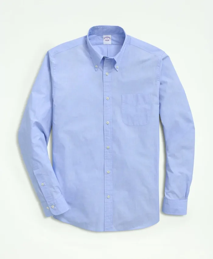 Men Friday Shirt Poplin EndOnEnd Light Blue Brooks Brothers Sport Shirts