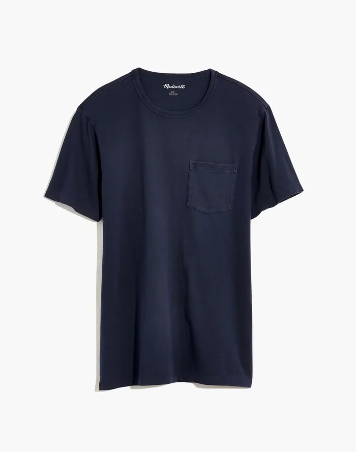Men Garment Dyed Allday Crewneck Pocket Tee Twilight Madewell Tees