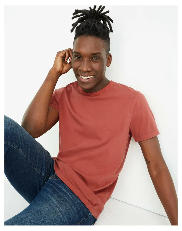 Men Garment Dyed Allday Crewneck Tee Weathered Brick Madewell Tees