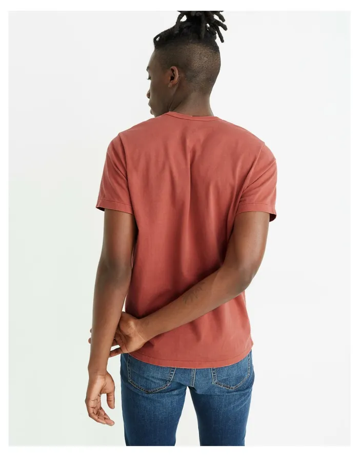 Men Garment Dyed Allday Crewneck Tee Weathered Brick Madewell Tees Men Garment Dyed Allday Crewneck Tee Weathered Brick Madewell Tees