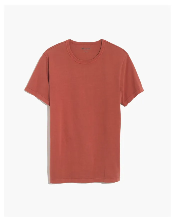 Men Garment Dyed Allday Crewneck Tee Weathered Brick Madewell Tees Men Garment Dyed Allday Crewneck Tee Weathered Brick Madewell Tees