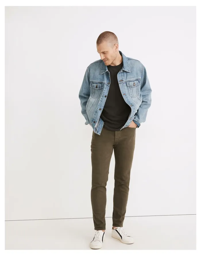 Men Garment Dyed Relaxed Taper Jeans Deep Green Madewell Jeans