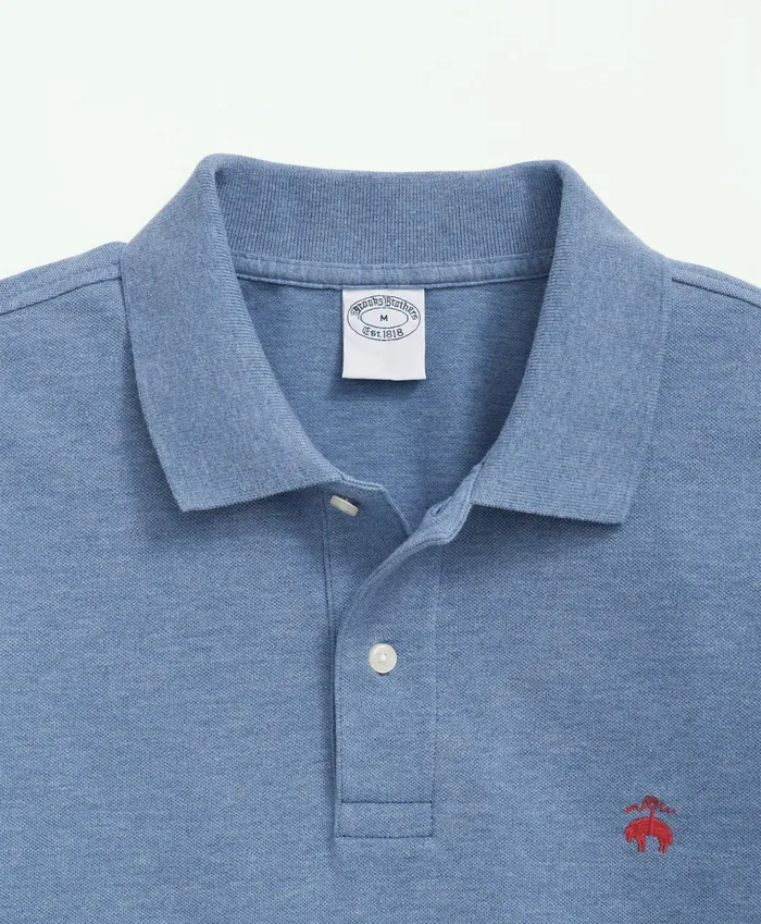 Men Golden Fleece Slim Fit Stretch Supima LongSleeve Polo Shirt Denim Heather Brooks Brothers Polo and Rugby Shirts