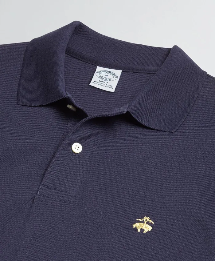 Men Golden Fleece Slim Fit Stretch Supima Polo Shirt Navy Brooks Brothers Polo and Rugby Shirts