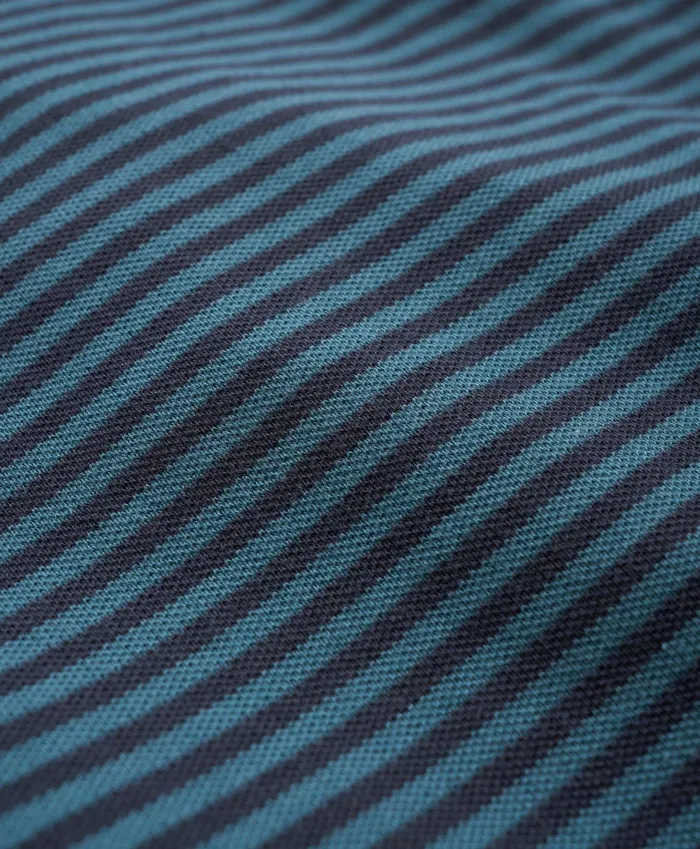 Men Golden Fleece Stretch Supima Cotton Pique LongSleeve Feeder Striped Polo Shirt Greennavy Brooks Brothers Polo and Rugby Shirts