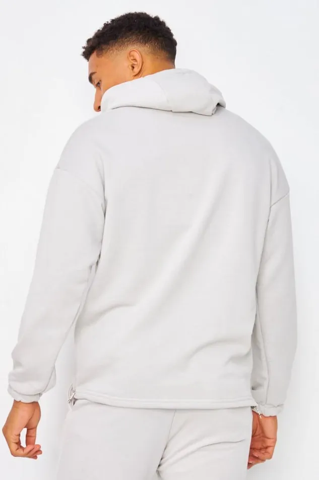 Men HalfZip Hoodie In Grey Grey Brentiny Paris Sweatshirts and Pullovers