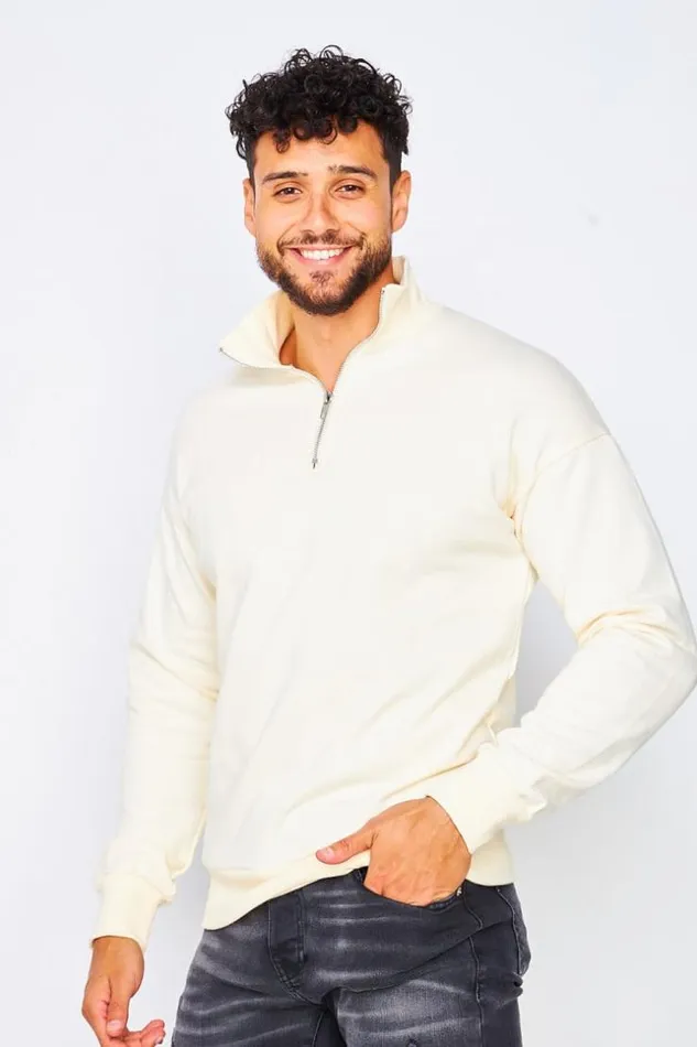 Men Half Zip Sweatshirt In Yellow Yellow Brentiny Paris Sweatshirts and Pullovers