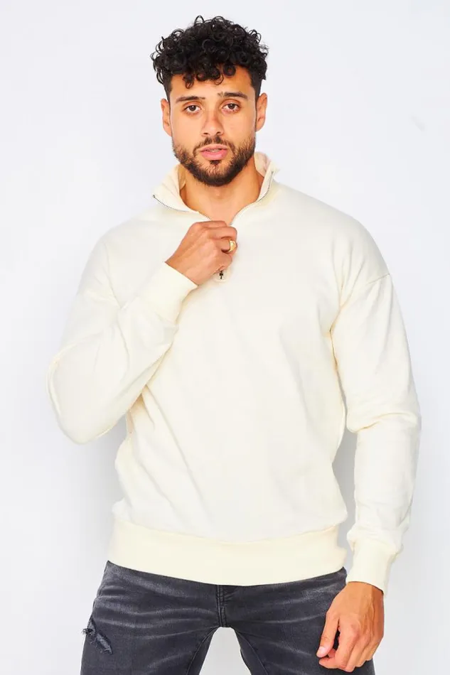 Men Half Zip Sweatshirt In Yellow Yellow Brentiny Paris Sweatshirts and Pullovers
