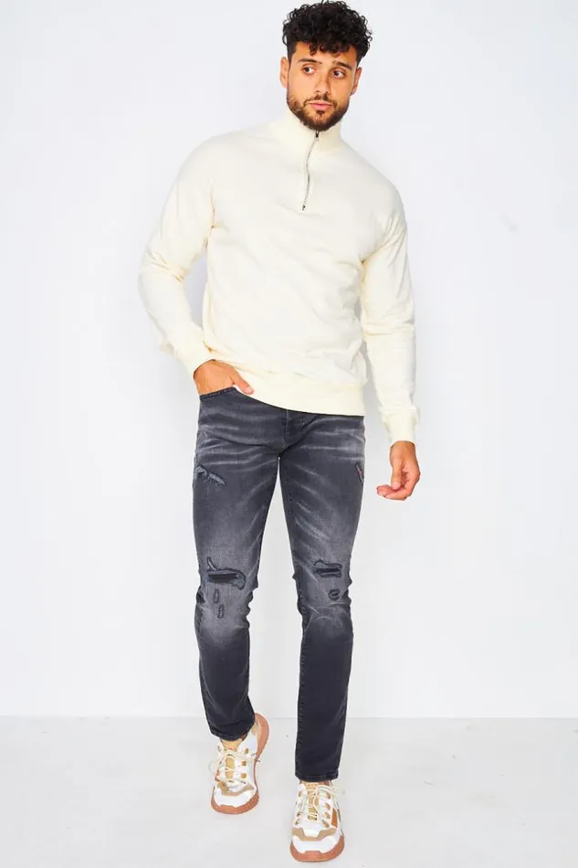 Men Half Zip Sweatshirt In Yellow Yellow Brentiny Paris Sweatshirts and Pullovers