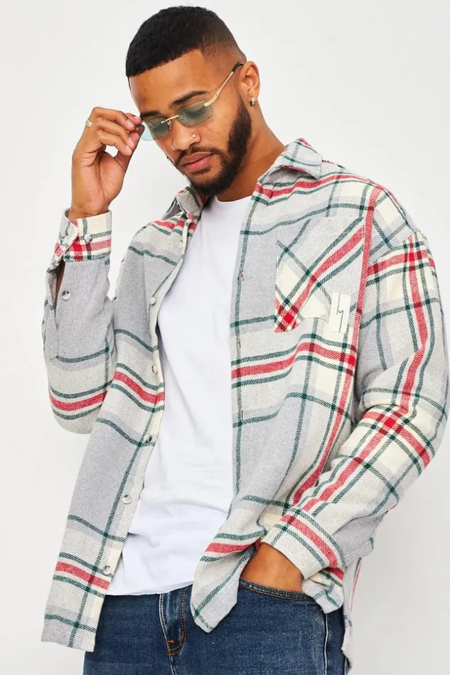 Men Heavyweight Shirt In Grey Check Grey Brentiny Paris Shirts