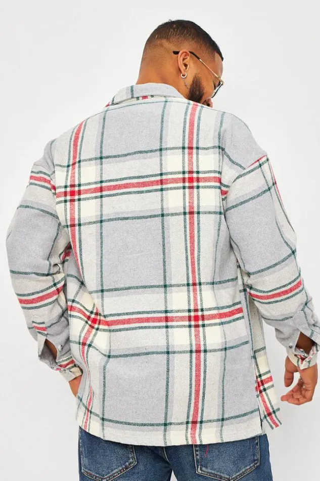Men Heavyweight Shirt In Grey Check Grey Brentiny Paris Shirts