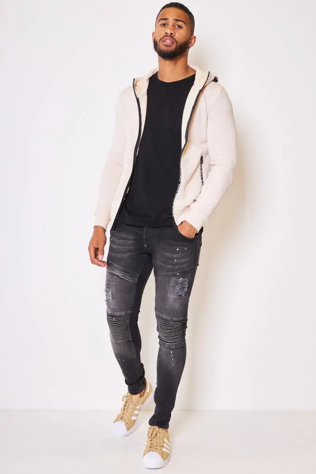 Men Hoodie With Graphic Print In Beige Beige Brentiny Paris Sweatshirts and Pullovers