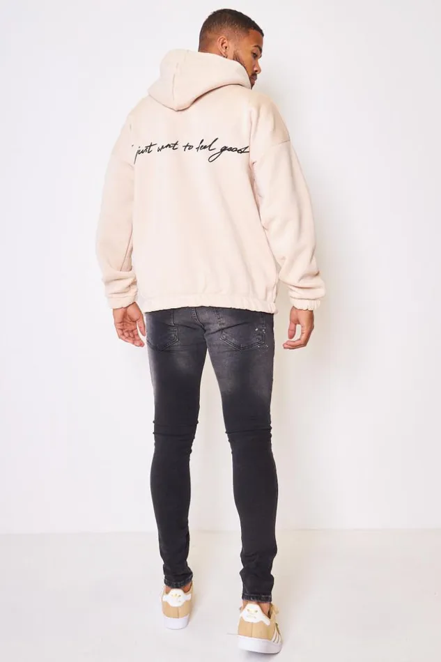 Men Hoodie With Graphic Print In Beige Beige Brentiny Paris Sweatshirts and Pullovers