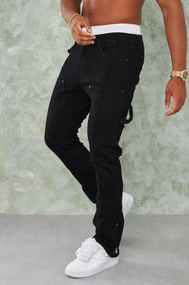 Men Jean Noir Empicement Black Brentiny Paris Jeans