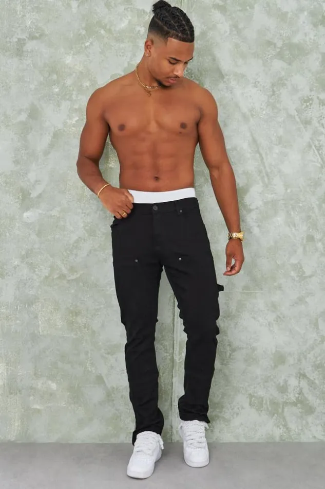 Men Jean Noir Empicement Black Brentiny Paris Jeans