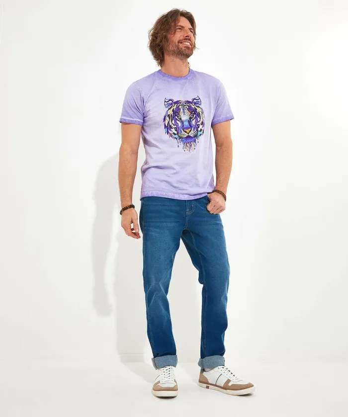 Men Joe Browns Geo Tiger Tee Lilac Men Joe Browns Geo Tiger Tee Lilac