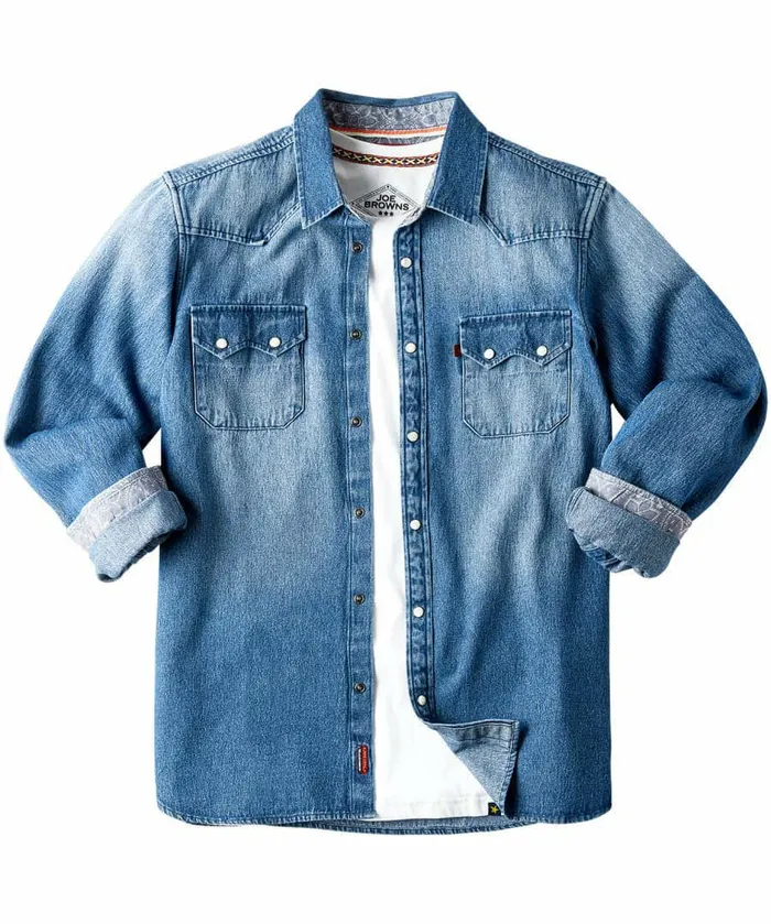 Men Joe Browns Loved And Lived In Denim Shirt Blue Men Joe Browns Loved And Lived In Denim Shirt Blue